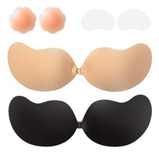 2 Pairs Sticky Bra Nipple Covers, Adhesive Push Up Strapless Bras for Women