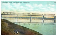 Union Pacific Bridge Missouri River Omaha NE Vintage Postcard