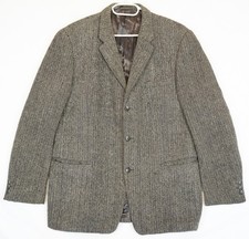 Harris Tweed Gray Herringbone Wool Tweed Blazer Coat Men's US 46 or EU 56