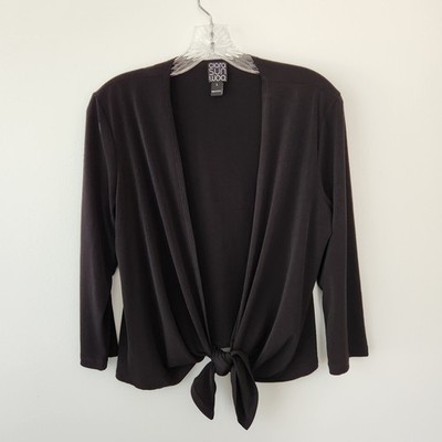Clara Sun Woo Front Tie Cardigan Women L Cropped Black Minimalist Versatile Boho