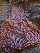 NEW-Wild Fable Women's Tiered Halter Mini A-Line Dress Red  White Stripe Size L