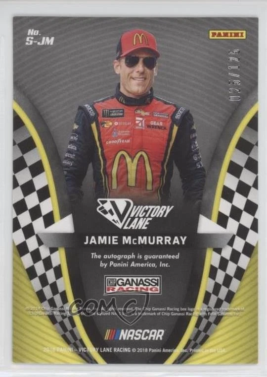 2018 Panini Victory Lane Signatures /125 Jamie McMurray #S-JM Auto - Image 2 of 2