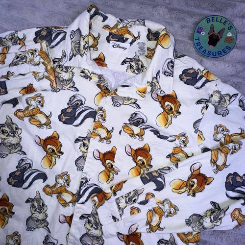 Disney Shirt Unisex Large Bambi and Friends Flannel Button Dog Shacket Oversized - Picture 2 of 10