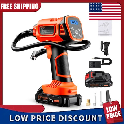 #ad Car Air Pump Real time Tire Pressure PSI BAR KPA and Kg cm² 25L min Airflow $46.61