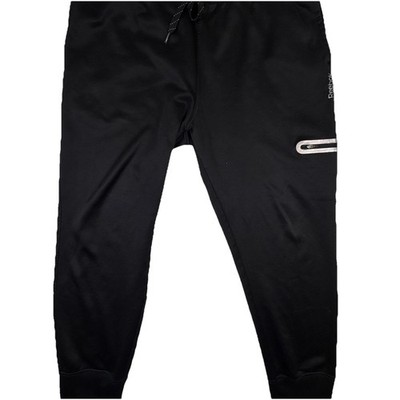 Reebok Pants Mens XL Black Joggers Elastic Waist Zip Pocket Reflective Athletic