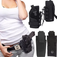 Tactical Molle Pistol Holster Universal Adjustable Handgun Bags Flashlight Pouch