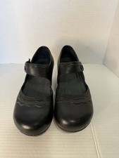 Dansko Harlow Black Leather Mary Jane Clogs Block Heel EU 41 Women  s 10-10.5