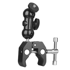 Camera Super Clamp Mount (w/ 1/4 and 3/8 Thread) and Double Ball Head Hot Shoe 