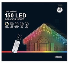 New GE Color Effects 150-Count 12 ft Color Changing LED Christmas Icicle Lights