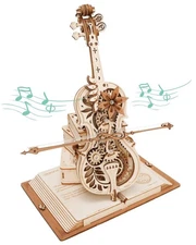 3D Puzzles for Adults 1:5 Scale Cello Model Kit with Base 199pcs Wooden Music...
