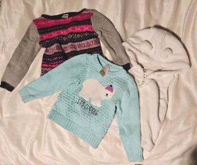 Toddler Girl Lot of 3 Pc. 18-24 Osh Kosh Polar Bear Vest Sweaters Winter Clothes