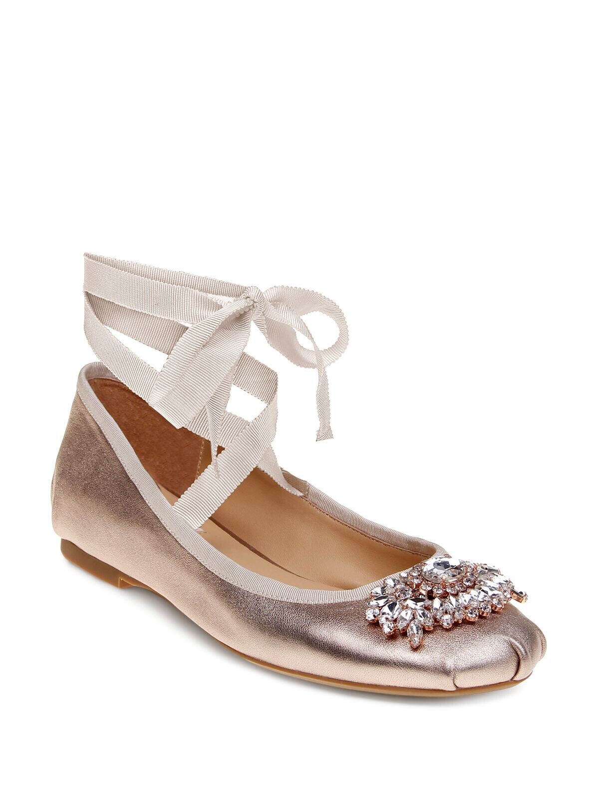 BADGLEY MISCHKA Женские Бежевые Кожаные Балетки Karter Toe Блочный Каблук 65 М 15190₽