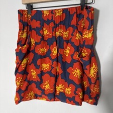 X-Small Dolce Vita Red and Blue Floral Silk Mini Skirt with Pockets 