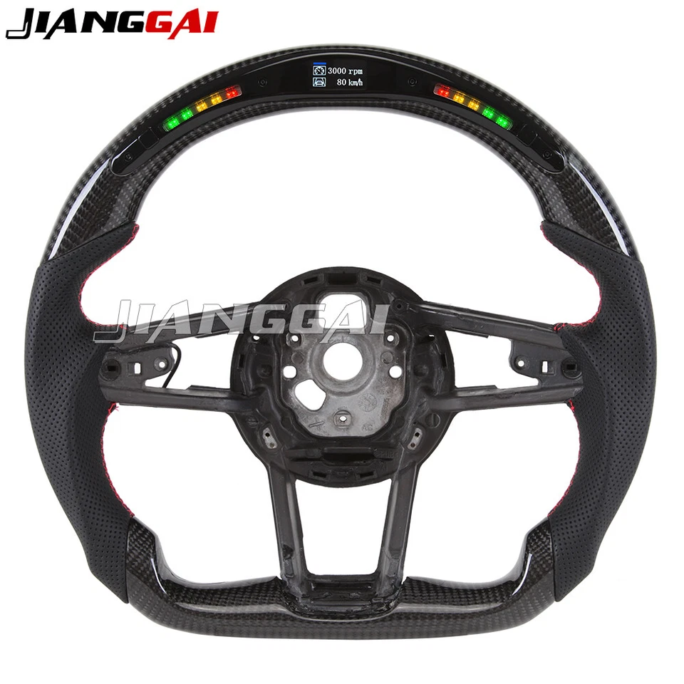 Volante deportivo LED de fibra de carbono real para Audi R8 TT TTS TTRS 2016-2023 Foto 2 de 4