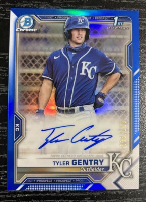 2021 Bowman Chrome Tyler Gentry 1st Rookie Blue Refractor Auto #d /150