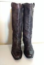 VTG 70's Nine West Womens Western Boots Brown Leather 8Med Cuban Heel BEAUTIFUL