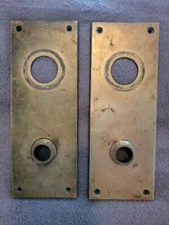 Vintage Pair RUSSWIN Fordham Door Knob Back Plates 8"x3⅛" 1900s Door Decor - B