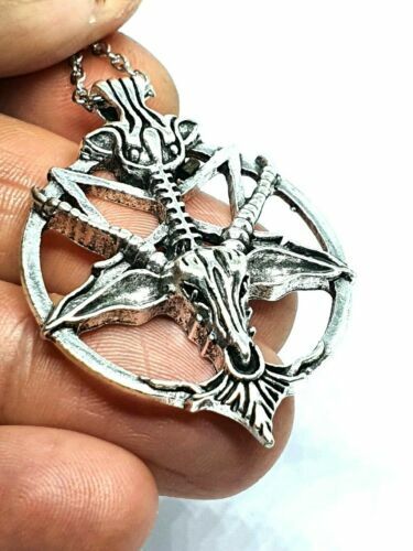 Collana in acciaio inossidabile con grande talismano Baphomet