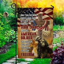 Jesus Christ American Soldier Patriot Decorative American Veterans Graden Flag