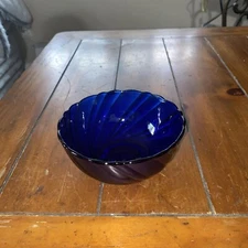 DURALEX RIVAGE  BLUE COBALT 4 3/4"  CEREAL/DESSERT BOWL-MADE IN FRANCE