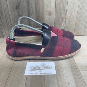 toms red plaid felt women's bota boots