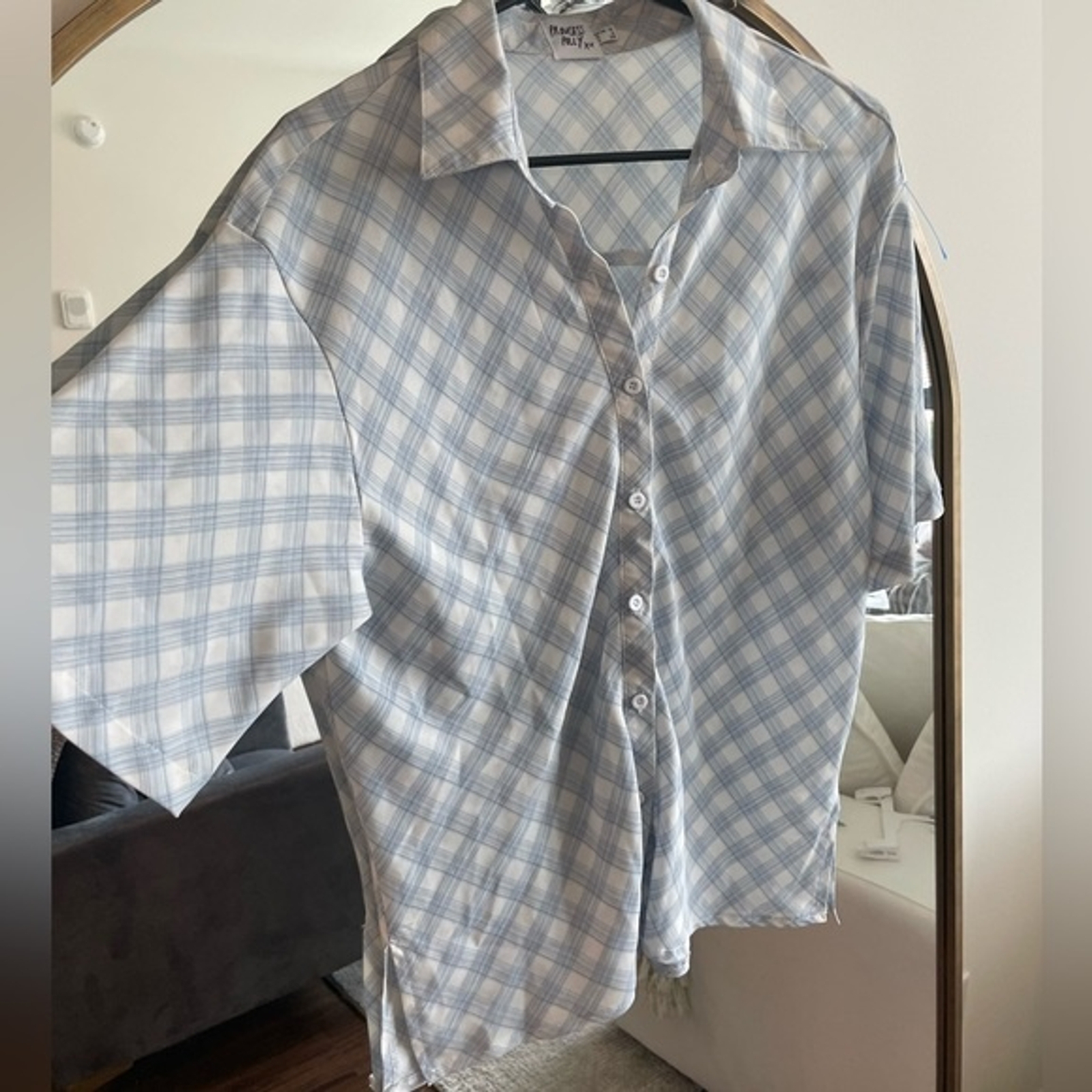 Princess Polly plaid,button front, split side hem… - image 1