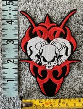 Triple Skull Red Tribal Iron On Patch