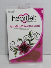 Heartfelt Creations Sparkling Poinsettia Swirl HCPC-3682 Cling Stamps NEW Rare