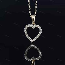 1/4Ct Natural H/I2 Diamond Heart Pendant Necklace 18" Solid 10K Yellow Gold