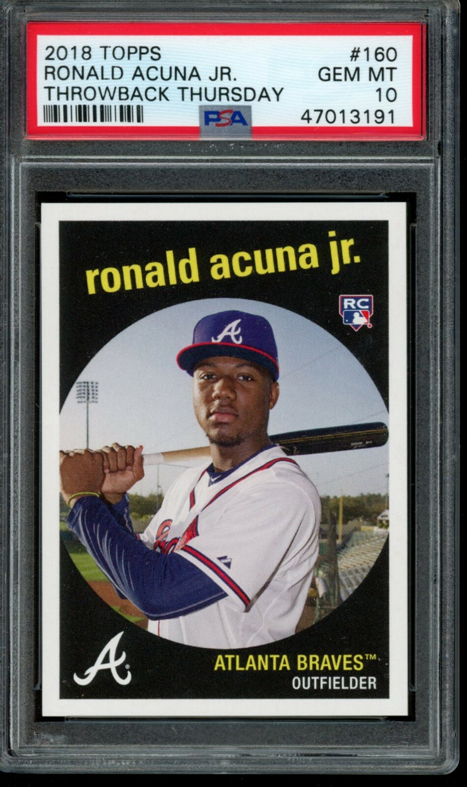 2018 Topps Throwback Thursday #160 Ronald Acuna Jr. RC SP PSA 10 Gem Mint Rookie