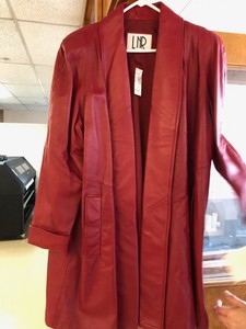 red leather swing coat