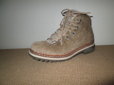 VENTESIMA STRADA Frost Taupe Fur Retro Lace-Up Hiking Trekking Boots Sz 7 *ITALY
