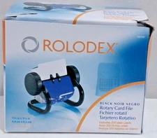 NEW Rolodex #66700 Open Rotary Card File + 250 Blank Cards (1 3/4 x 3 1/4) Black