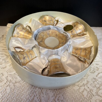 Vtg Demitasse Espresso D'Lusso Gold Design 12 Piece Home Collection Set in Box