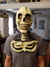 Vintage 90s Halloween Skull w/ Neck Mask Adult 1997 Paper Magic Group
