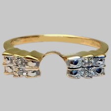 Natural Round Diamond Accents Wedding Enhancer Guard Wrap Ring 10K Yellow Gold