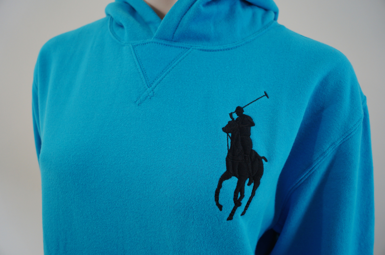 Felpa con cappuccio POLO RALPH LAUREN ragazzo blu caraibico grande pony nuova con etichette