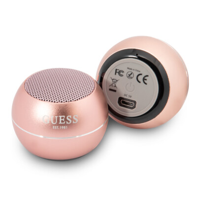Guess Bluetooth Speaker Mini Lautsprecher mit Microphone Aluminum Rosegold
