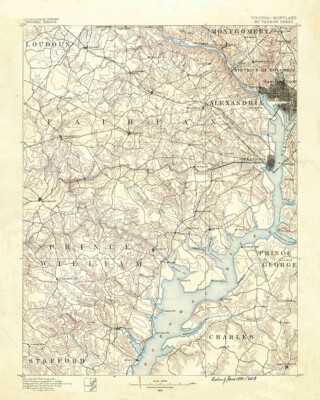 1890 Topo Map of Mount Vernon Virginia Quadrangle