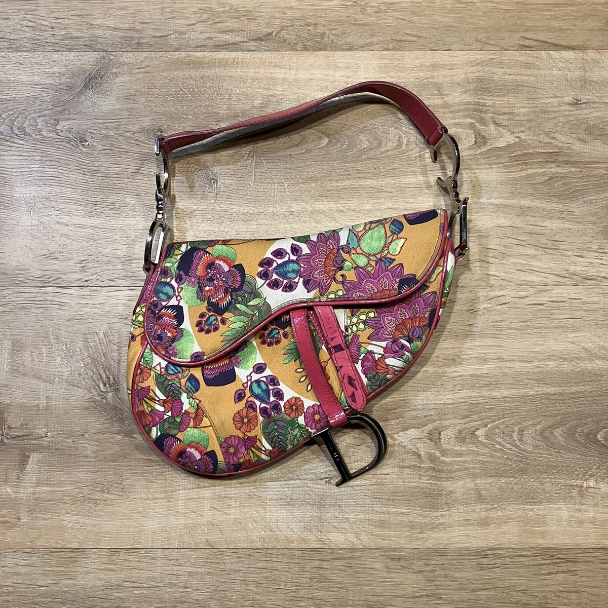 dior saddle bag pink flowers