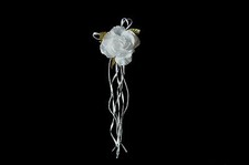 Lily Off-White Artificial Rose Corsage Brooch Pin Pearls and Ribbon by Piece