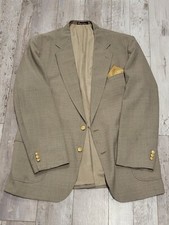 46L Men's Vintage Stafford Gold Button Blazer Sandy Tan Wool Blend Sport Coat