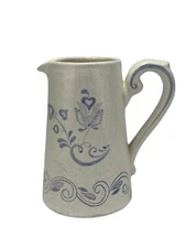 Pitcher Small Glazed Blue & White 1962 by Andrew
