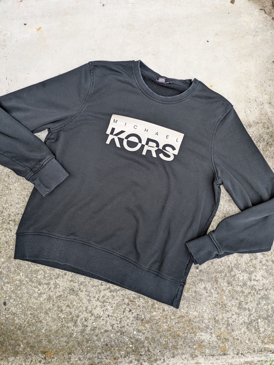 Michael Kors Mens Logo Black Long Sleeve Sweatshirt Size Large
