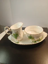 Royal Albert Trillium Set of 3 Creamer and Sugar and Underplate England 
