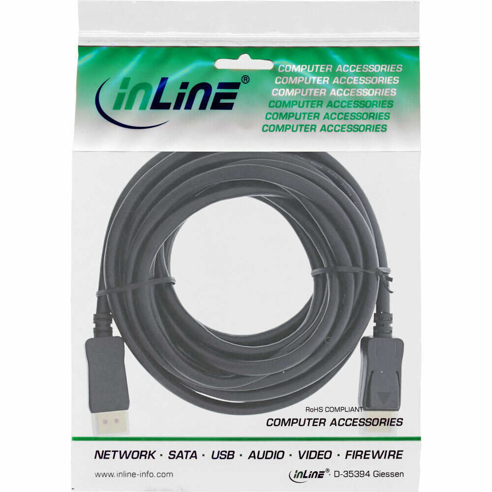 Thumbnail - Inline Displayport 1.4 Kabel Aktiv, 8k4k, Schwarz, Vergoldete