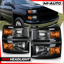 For 2014-2015 Chevrolet Silverado 1500 Pair Headlight Lamps Replacement Black