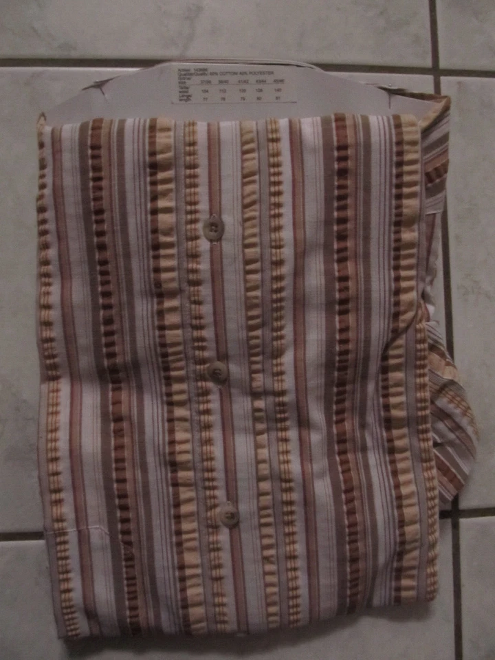 HERREN SEERSUCKER KURZARM HEMD+++GR .L  41/42+++NEU+++OVP+++ GESTREIFT - Bild 2 von 2