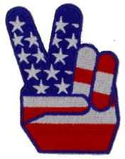 USA Peace Sign Embroidered Patches 3.5"x2.5" iron-on