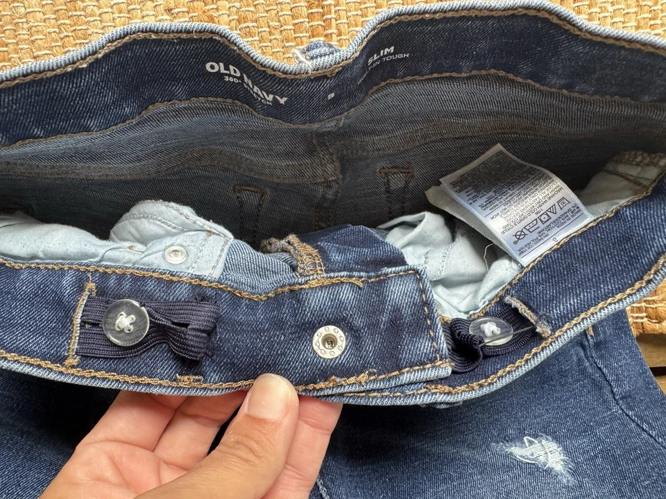 Old Navy Boy's Jeans Pants Adjustable Waistband Size 8 Slim Stretch Dark Wash - Image 4 of 4
